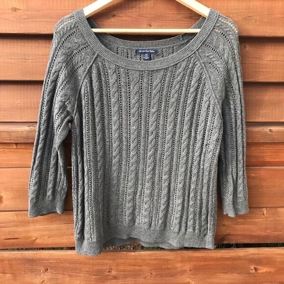𝅺american Eagle 🦅 ladies cable knit sweater 🌻💚 - Picture 2 of 7